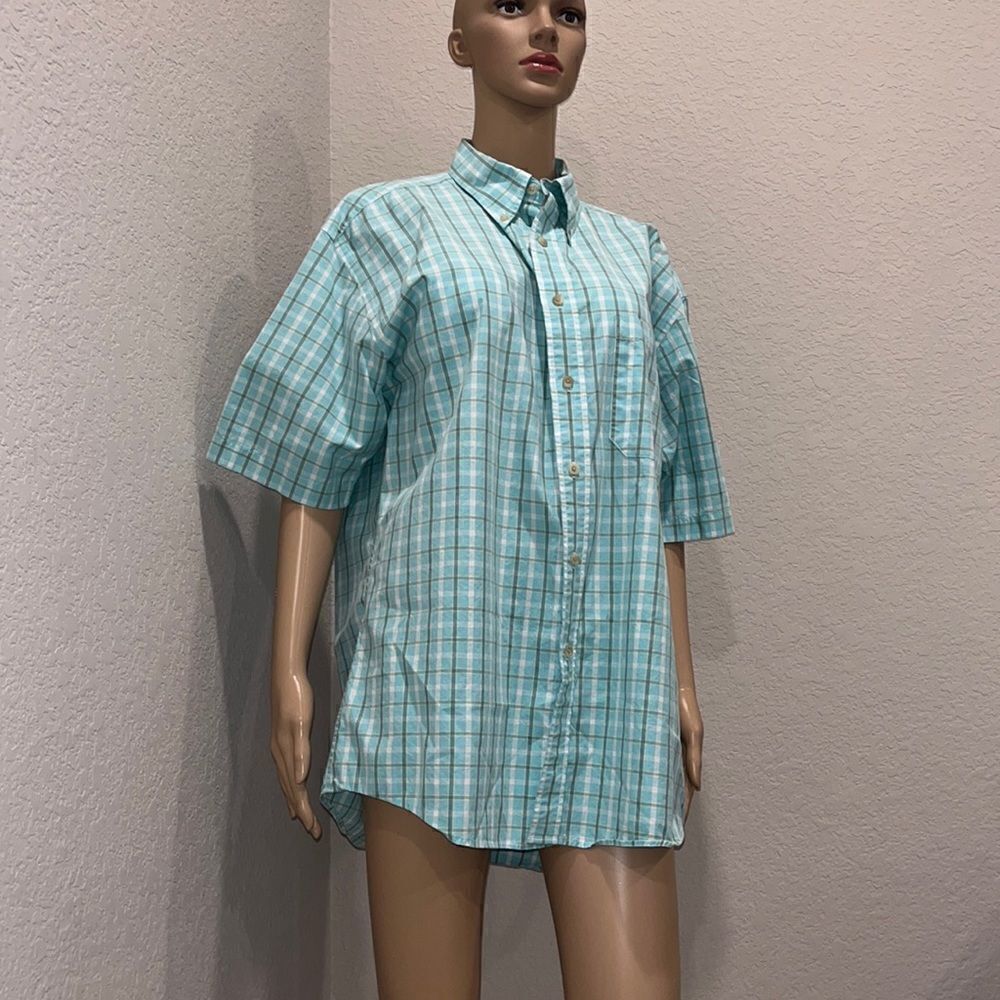 Pendleton seafoam green plaid button down shirt